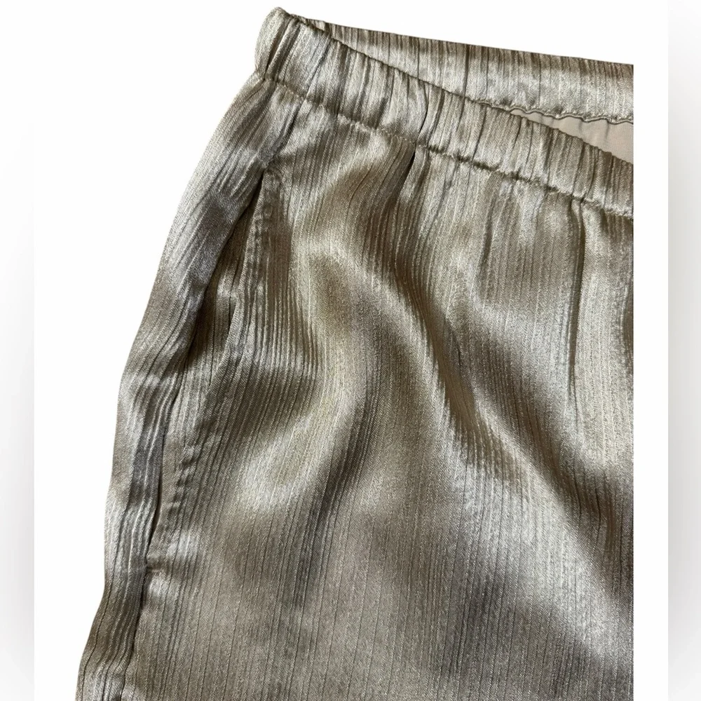 A&F Gold Metallic Pleated Wide Leg Pants L | Holiday Party NYE Outfit - Picture 9 of 13